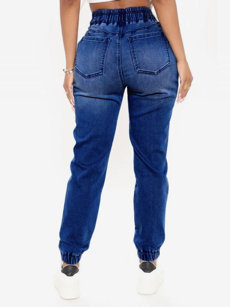 Jeans Dames Cool Blue Tapered Fit Katoenen Broek - Diepblauw