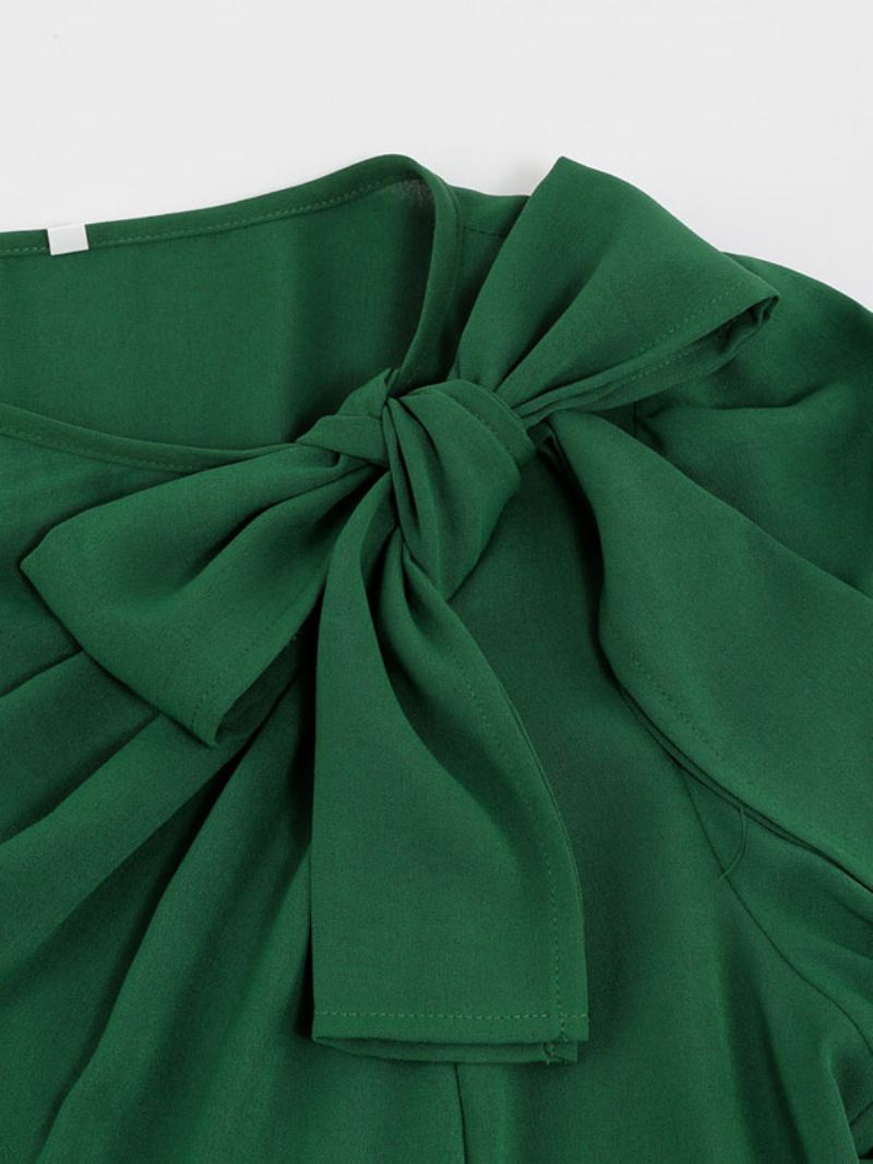 Dames Maxi-jurk Met Juweelhals Lange Mouwen Jurk - Groen