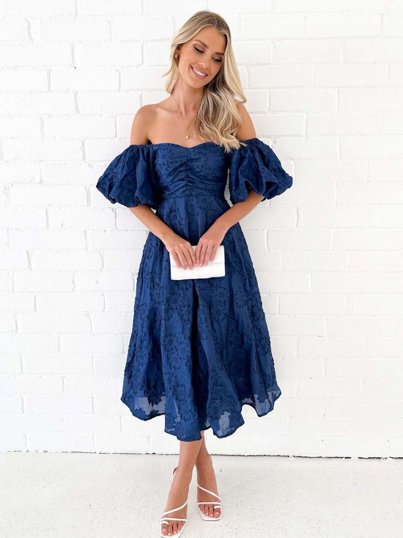 Feestjurk Dames Off-the-shoulder Met Rugloze Zomer Maxi-jurken