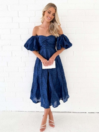 Feestjurk Dames Off-the-shoulder Met Rugloze Zomer Maxi-jurken