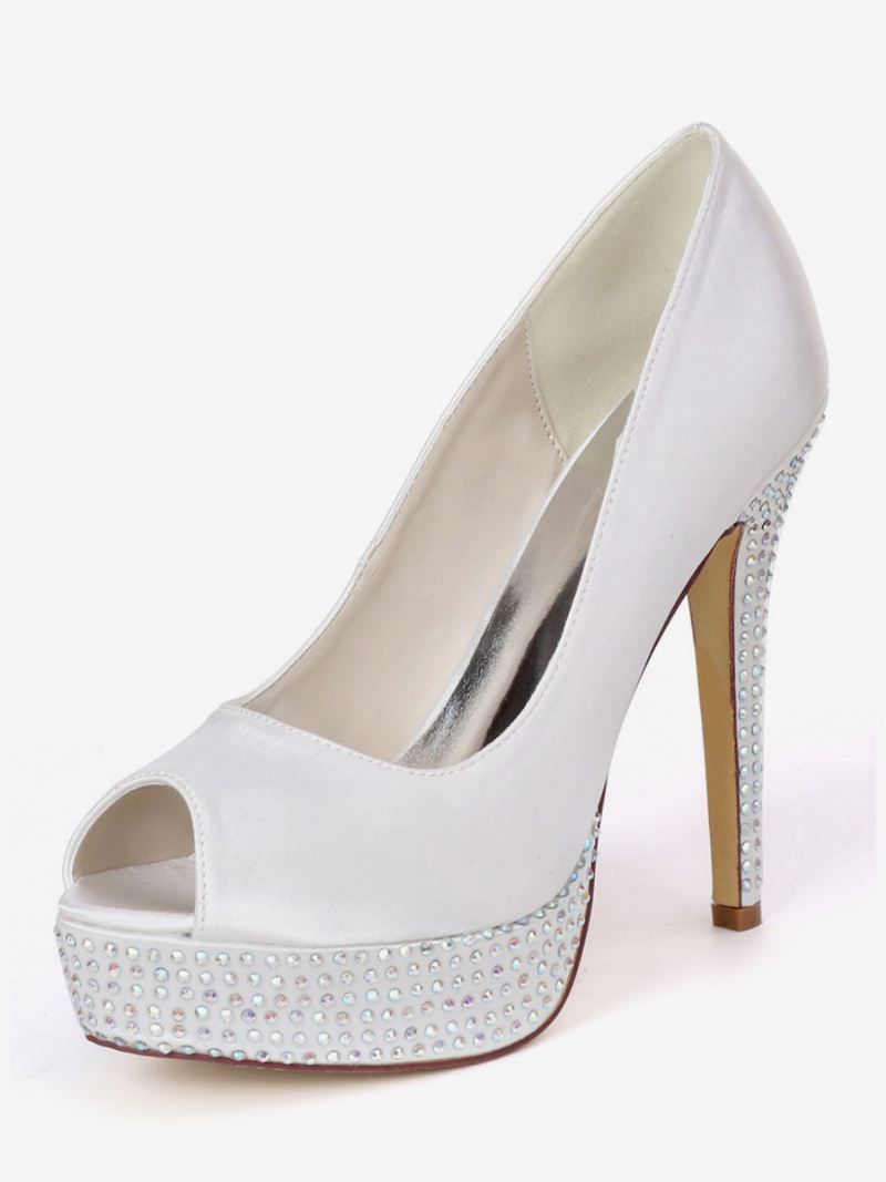 Bruidspumps Met Strass-platform Peeptoe Dames