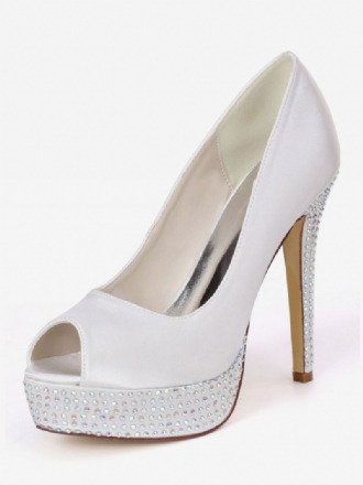 Bruidspumps Met Strass-platform Peeptoe Dames