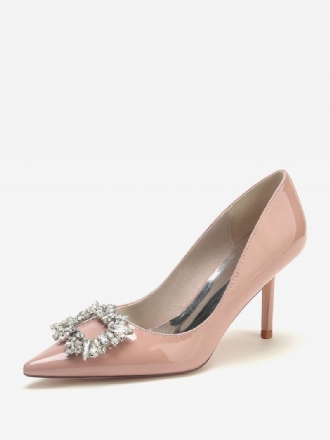 Bruidsschoenen Dames Bruidspumps Lakleer Pu-bovenkant Spitse Neus Strass-pumps Met Hoge Hak