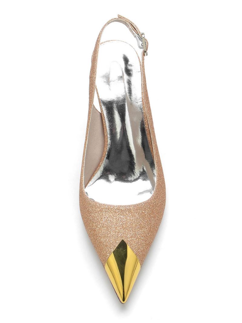 Bruidsschoenen Dames Bruidspumps Met Slingback Stilettohak - Champagne