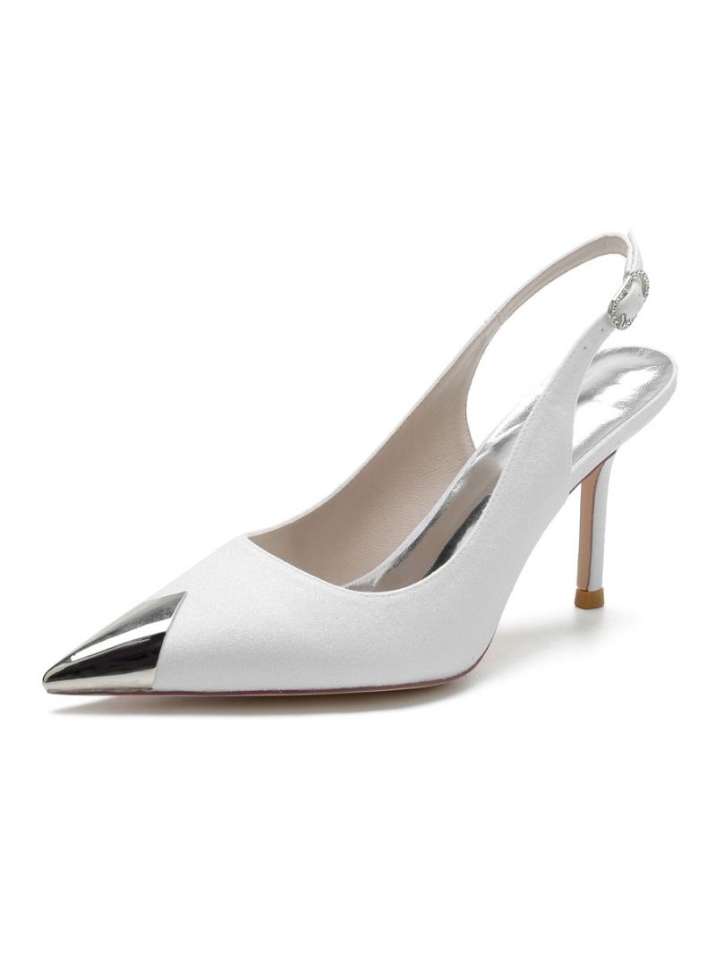 Bruidsschoenen Dames Bruidspumps Met Slingback Stilettohak - Wit