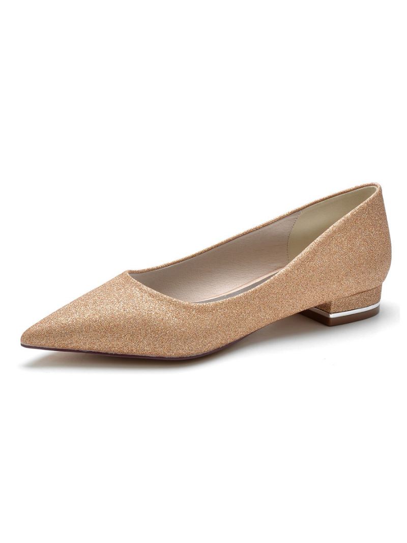 Dames Bruidsschoenen Glitter Flats - Champagne