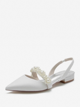 Dames Bruidsschoenen Parels Slingback Flats