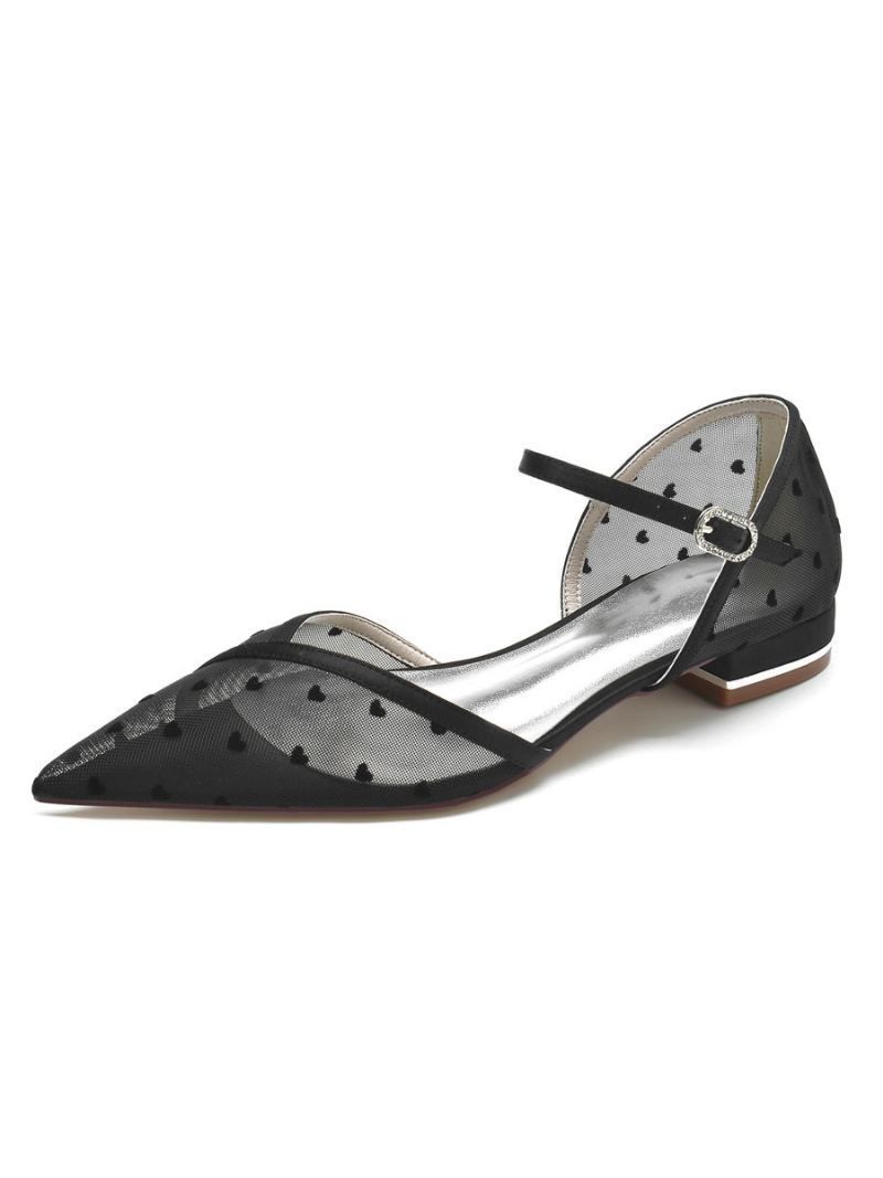 Dames Mesh Mary Jane Bruidsflats - Zwart