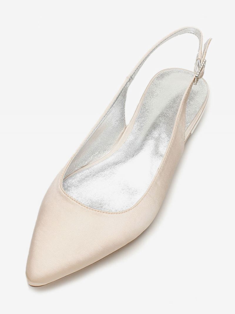 Dames Platte Slingback Trouwschoenen - Champagne