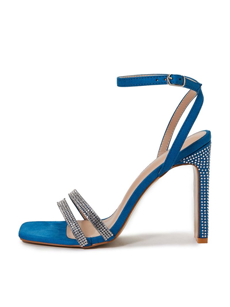 Dames Strass-avondsandalen Met Dikke Hak - Blauw