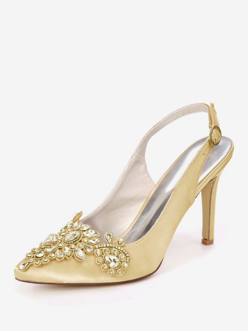 Dames Strass Bruidsschoenen Slingback Hakken - Goud