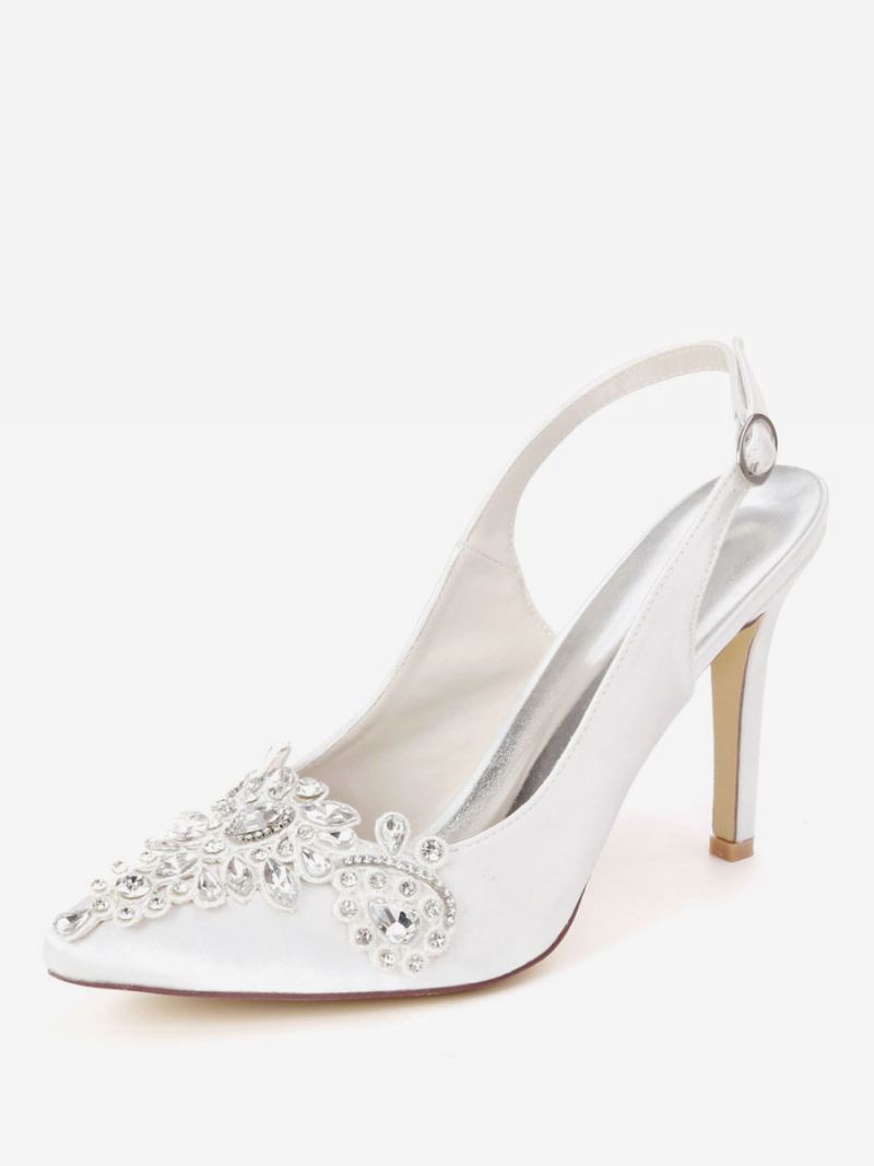 Dames Strass Bruidsschoenen Slingback Hakken - Wit