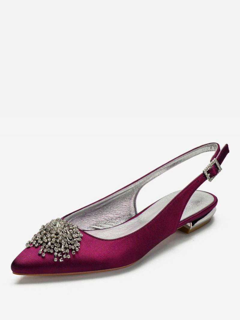 Dames Strass Bruiloft Flats - Bordeauxrood