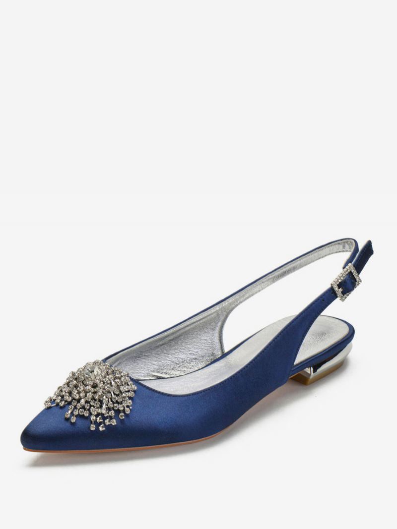 Dames Strass Bruiloft Flats - Diepblauw