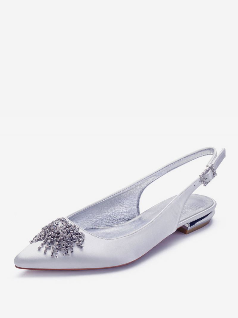 Dames Strass Bruiloft Flats - Zilver