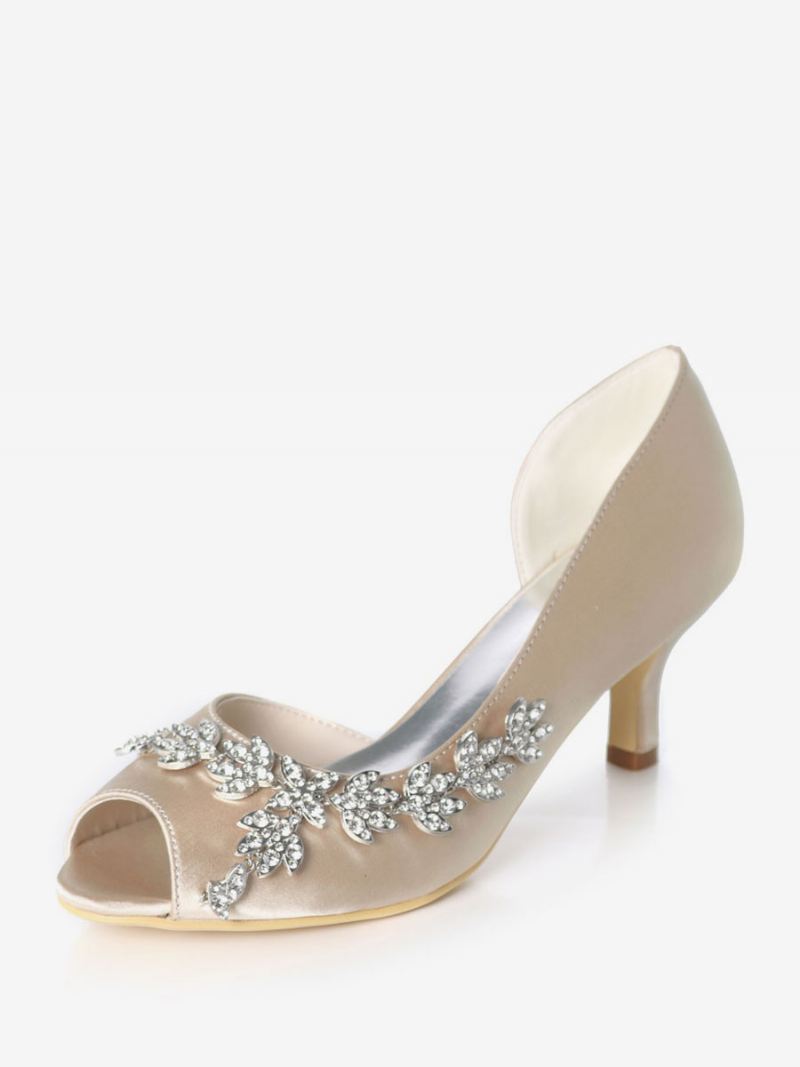 Dames Strass Dorsay Bruidspumps Kitten Heel