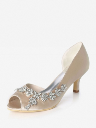 Dames Strass Dorsay Bruidspumps Kitten Heel