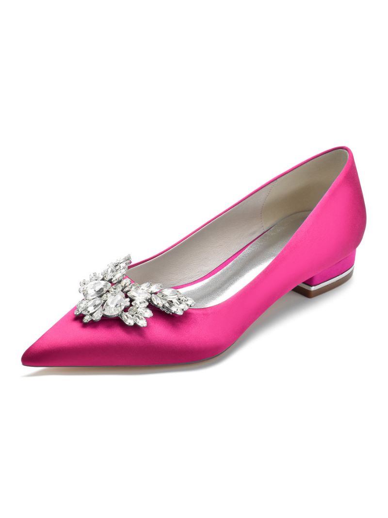 Dames Strass Platte Bruidsschoenen - Rose