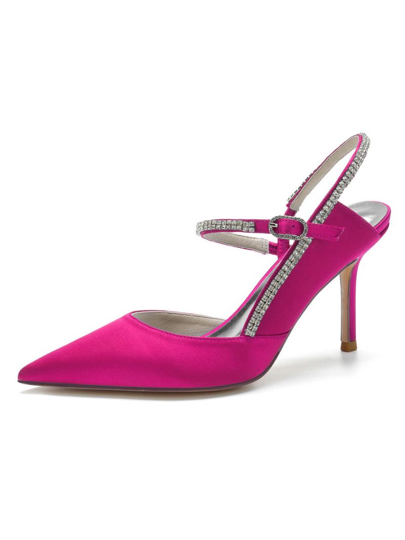 Dames Strass Slingback Pumps Met Hak Bruidsschoenen - Rose