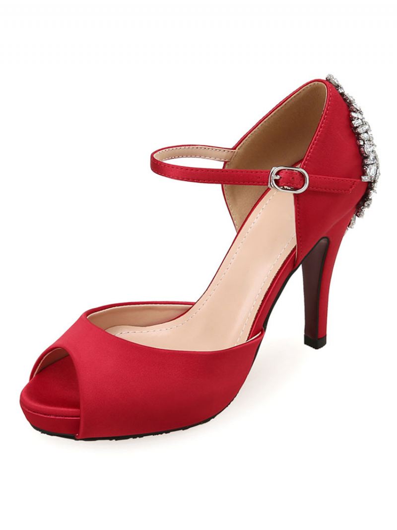 Dames Trouwschoenen Platform Mary Jane Hakken - Rood