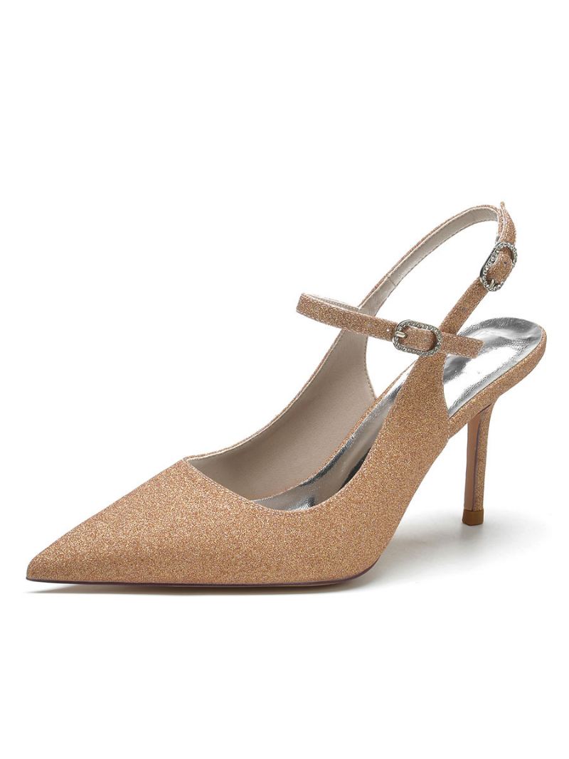 Dames Trouwschoenen Slingback Naaldhakpumps - Champagne