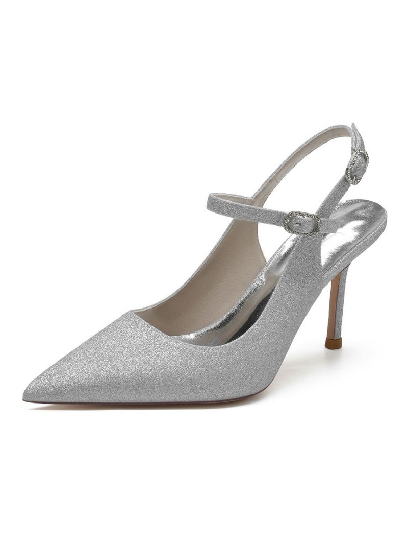 Dames Trouwschoenen Slingback Naaldhakpumps - Zilver