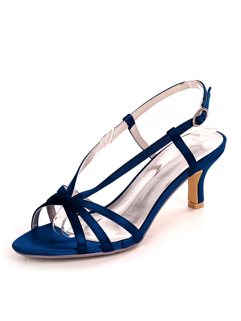 Damesbandjes Slingback Kitten Heel Bruidssandalen - Diepblauw