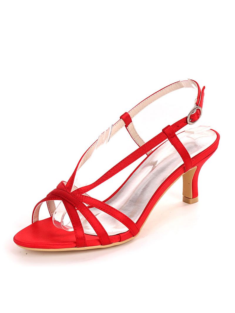 Damesbandjes Slingback Kitten Heel Bruidssandalen - Tuurrood