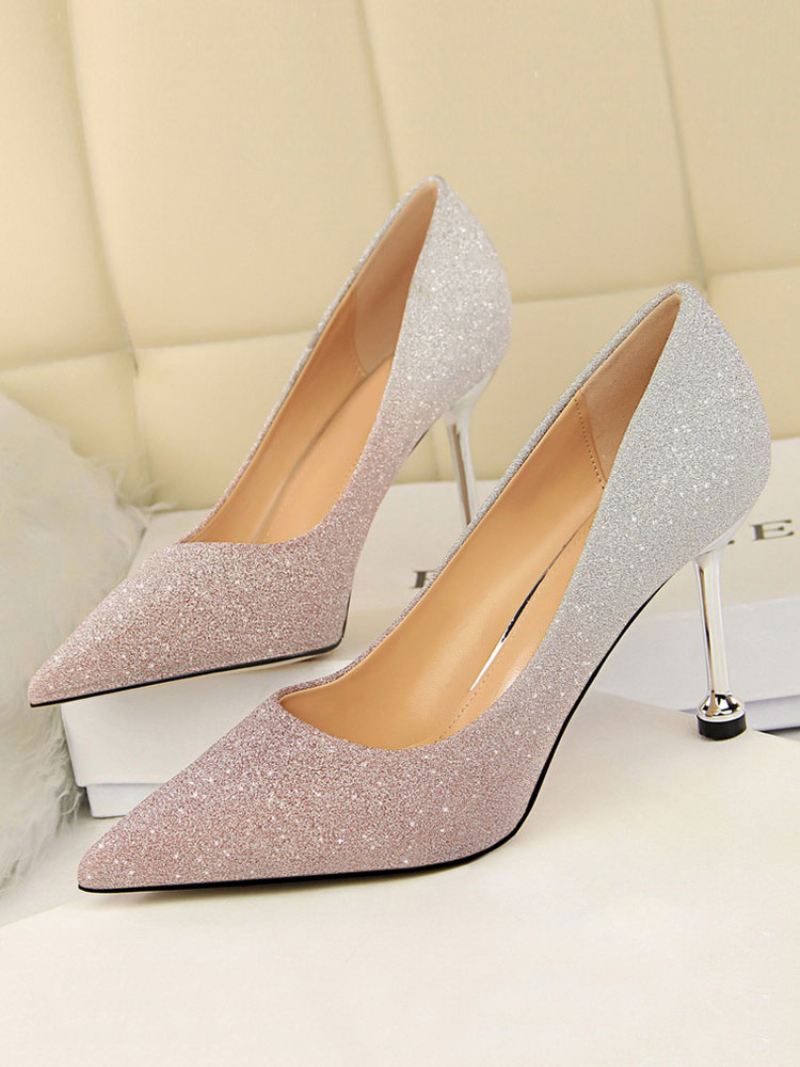 Damespumps Met Stilettohak Avondgalaschoenen Glitter - Roze