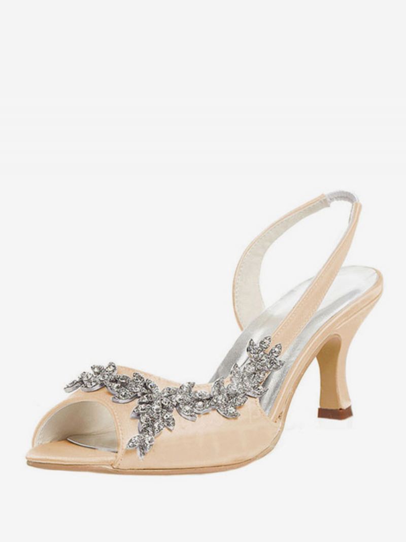 Damespumps Met Strasssteentjes Slingback - Champagne