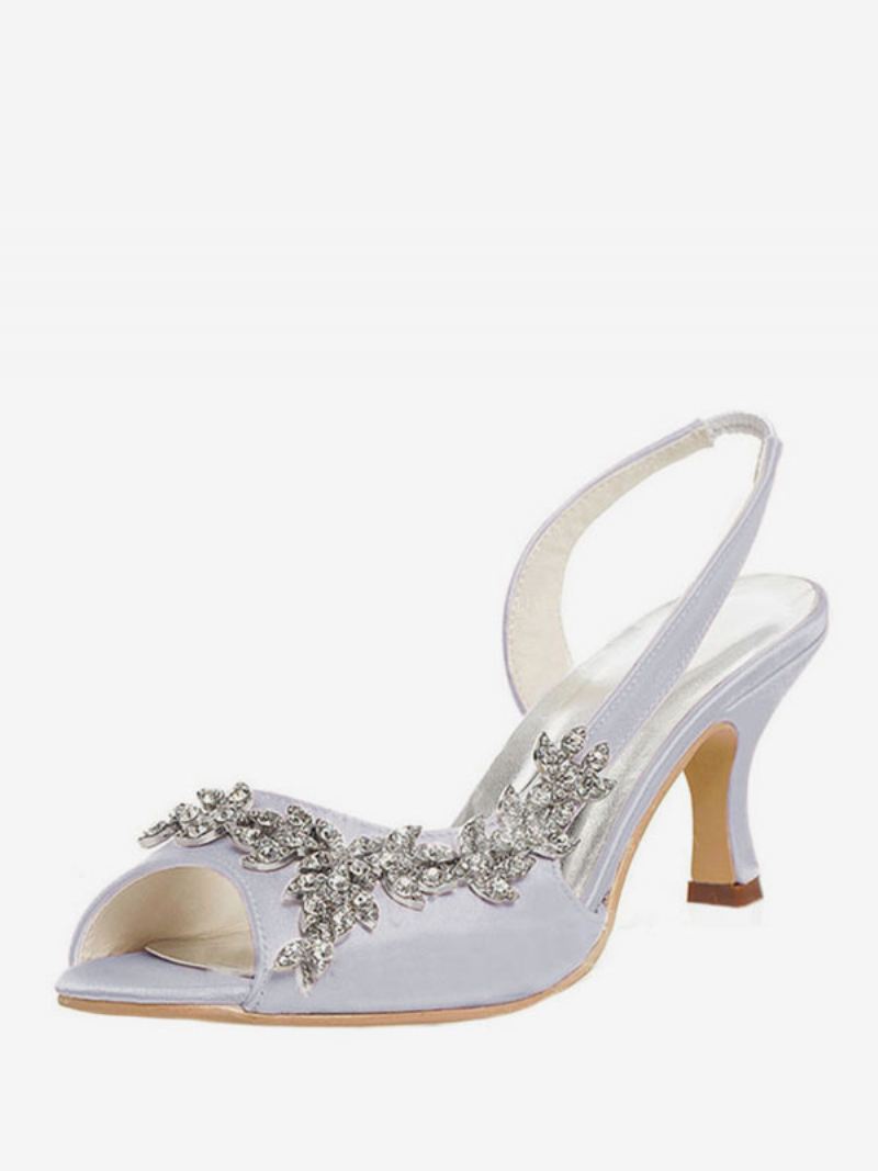 Damespumps Met Strasssteentjes Slingback - Zilver