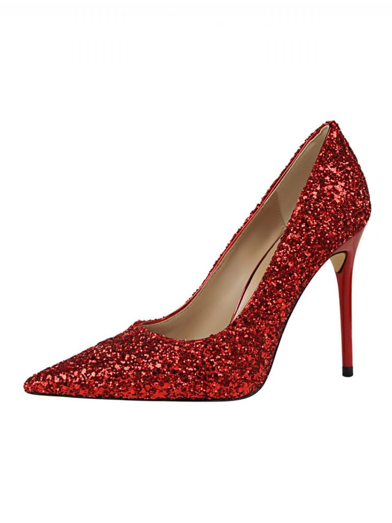 Glitter Avondpumps Dames Galaschoenen - Rood