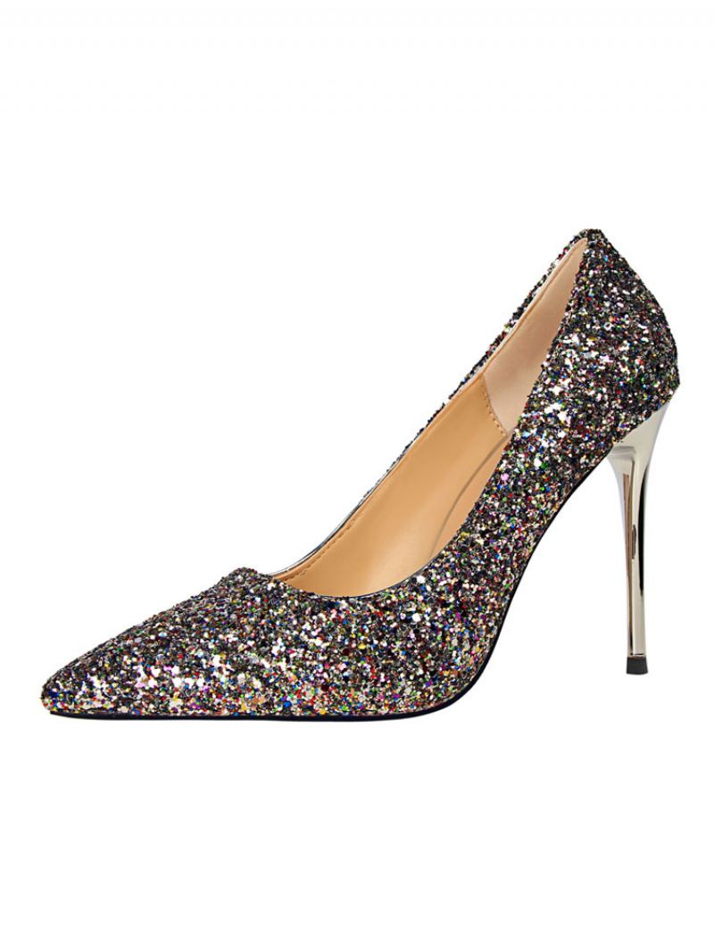 Glitter Avondpumps Dames Galaschoenen - Koffiebruin