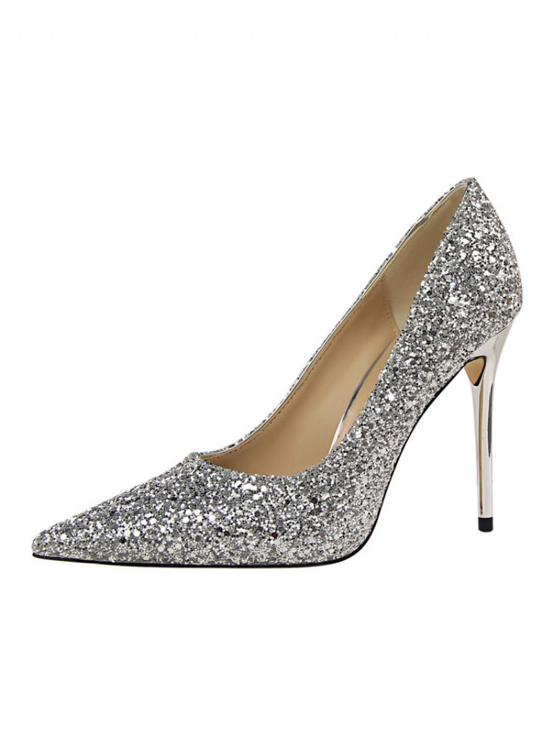 Glitter Avondpumps Dames Galaschoenen - Zilver