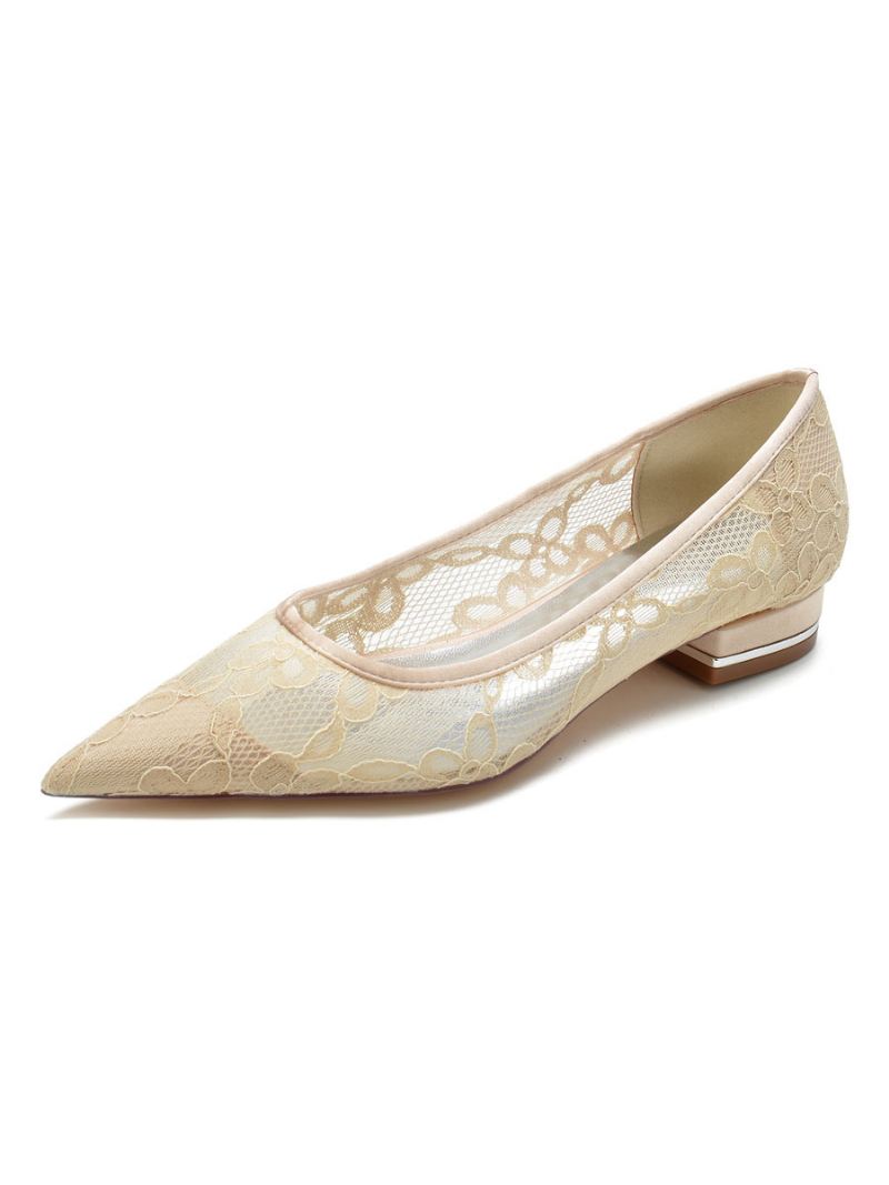 Kanten Bruidsflats Dames - Champagne