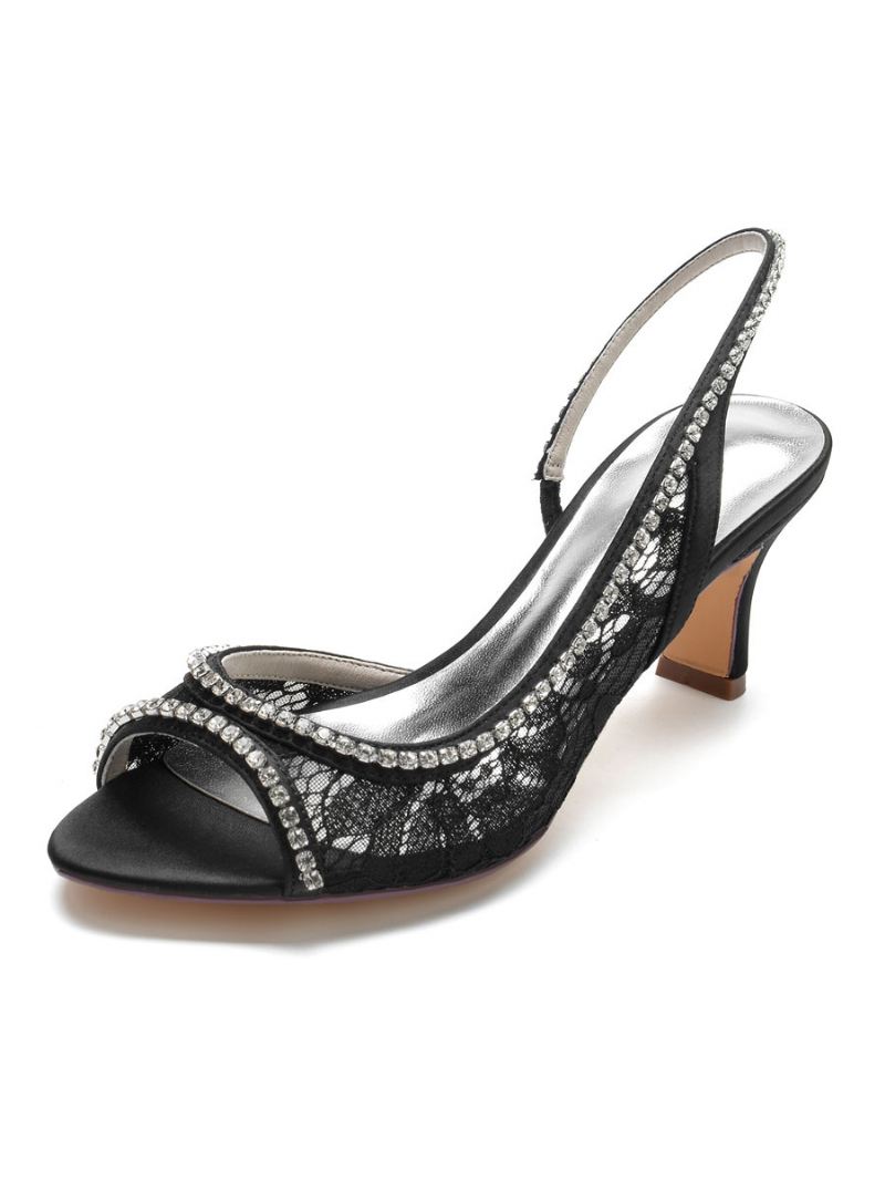 Kanten Bruidspumps Met Slingback-hak Dames - Zwart