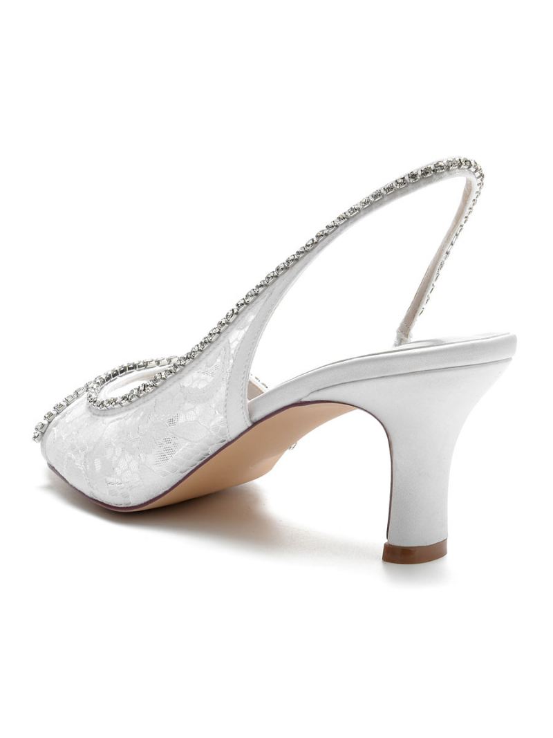 Kanten Bruidspumps Met Slingback-hak Dames - Wit