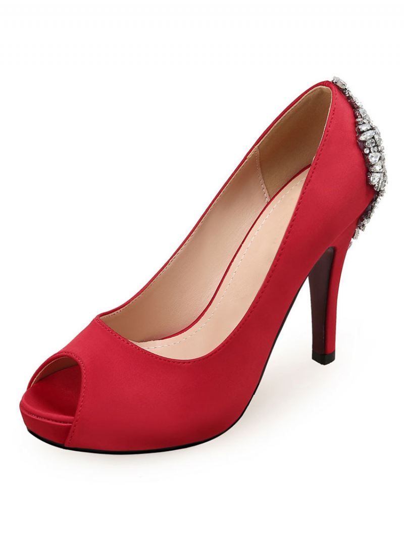 Peep Toe Bruidspumps Dames - Rood