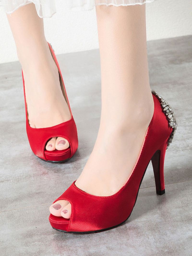 Peep Toe Bruidspumps Dames - Rood