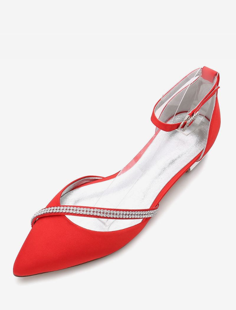 Platte Trouwschoenen Met Enkelbandje Dames - Rood