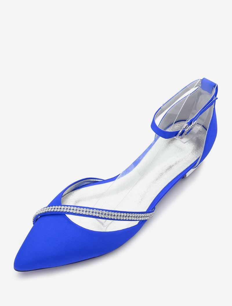 Platte Trouwschoenen Met Enkelbandje Dames - Blauw