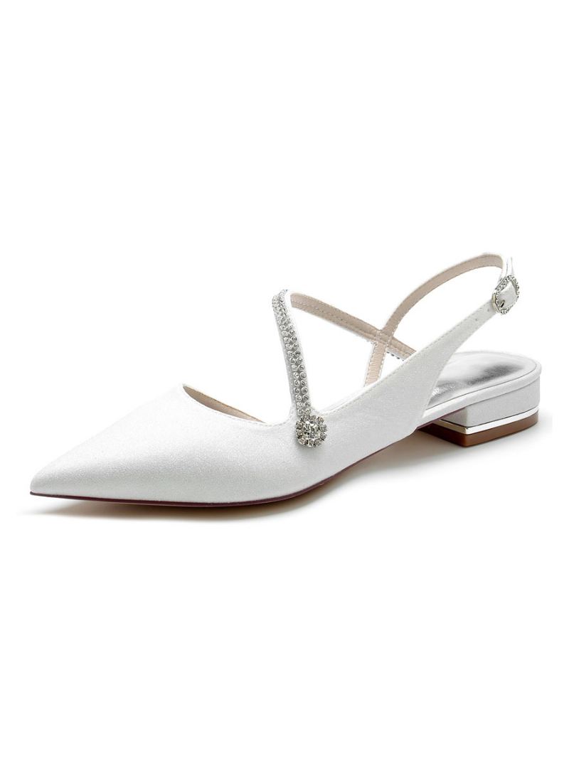 Slingback Bruidsflats Dames Met Strassband - Wit