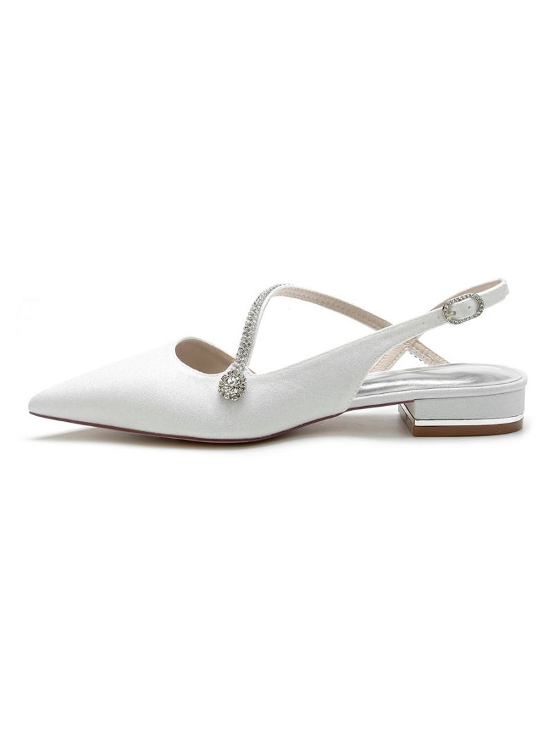 Slingback Bruidsflats Dames Met Strassband - Wit