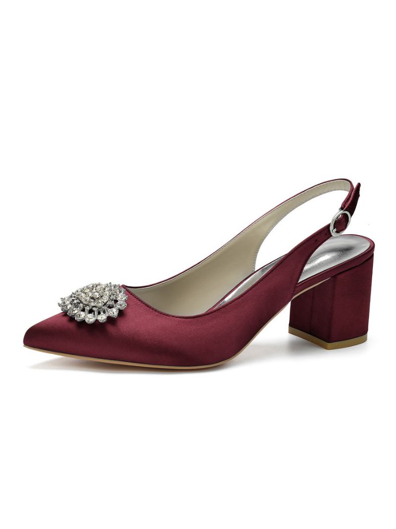 Slingback Bruidspumps Dames Met Lage Hak - Bordeauxrood