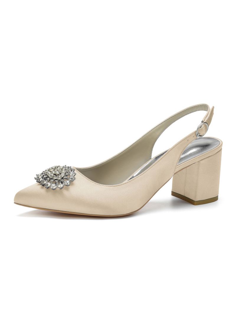 Slingback Bruidspumps Dames Met Lage Hak - Champagne