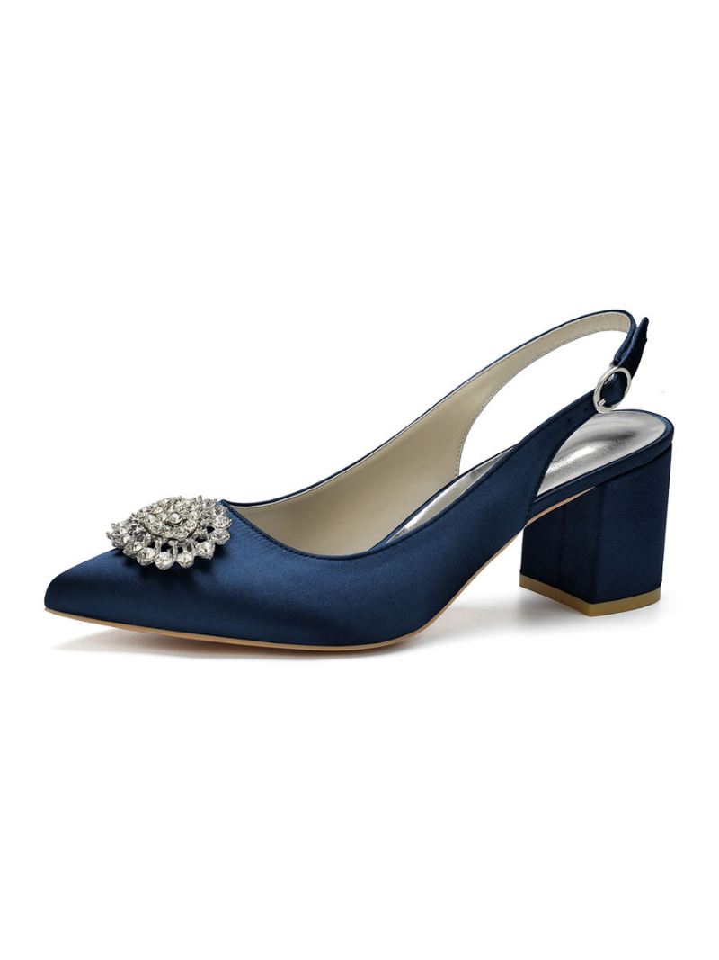 Slingback Bruidspumps Dames Met Lage Hak - Diepblauw