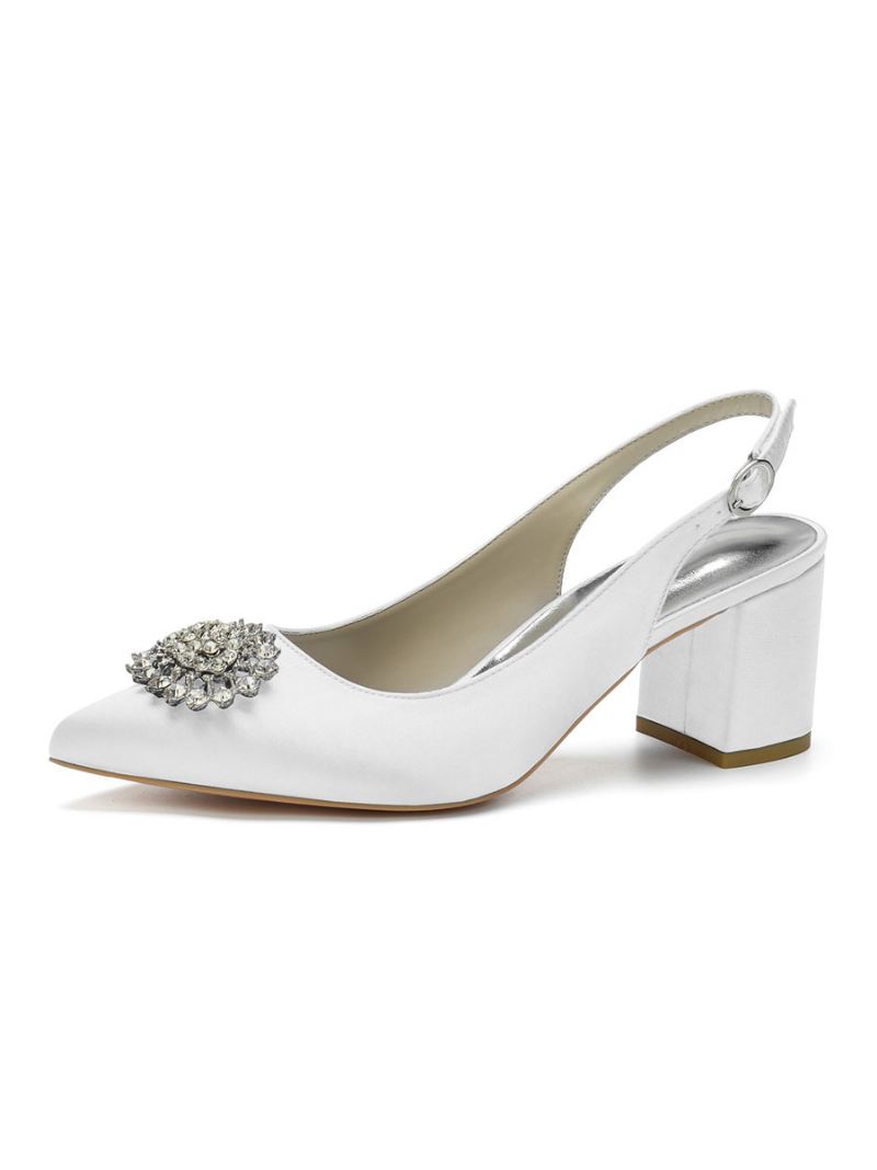 Slingback Bruidspumps Dames Met Lage Hak - Wit