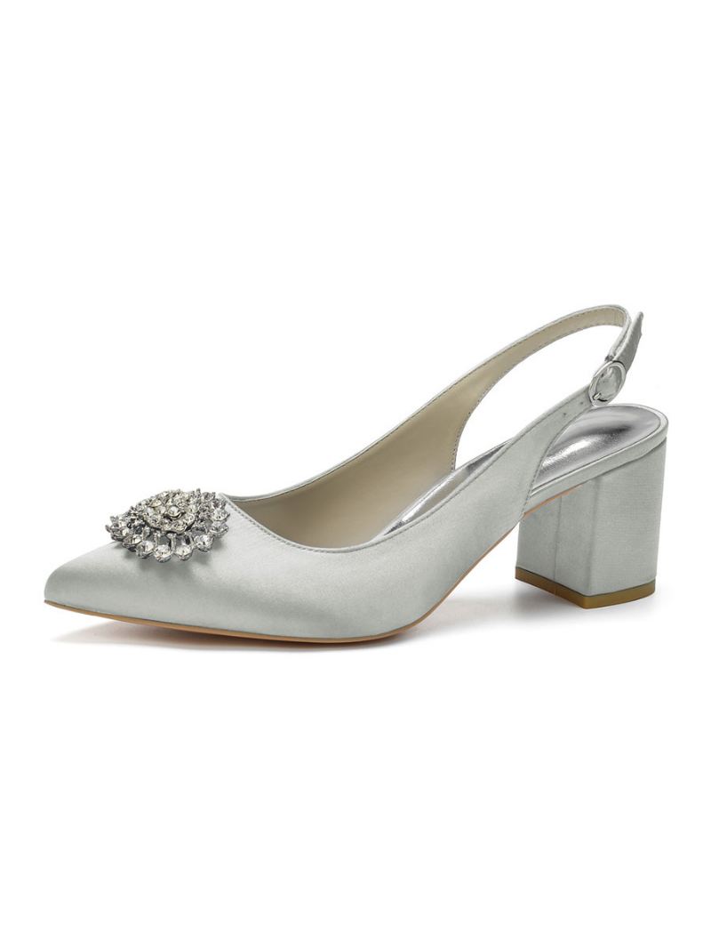 Slingback Bruidspumps Dames Met Lage Hak - Zilver