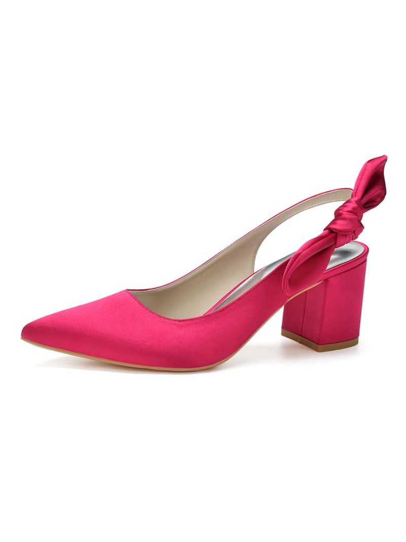 Slingback Bruidspumps Met Lage Hak Dames Satijn - Roze