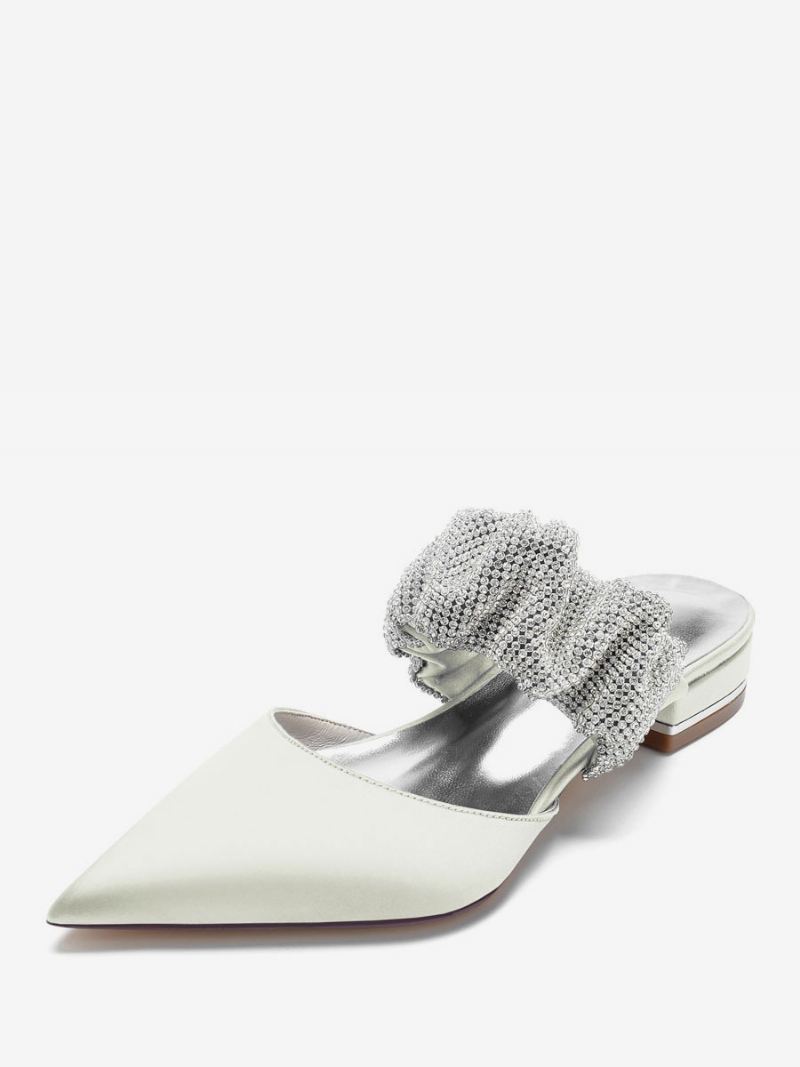 Slouchy Strass-bruidsflats Dames - Ivoor